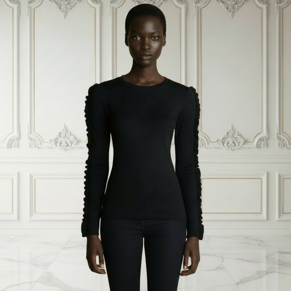 58. LAST FOUR The Moon Ruffle Long Sleeve Shirt